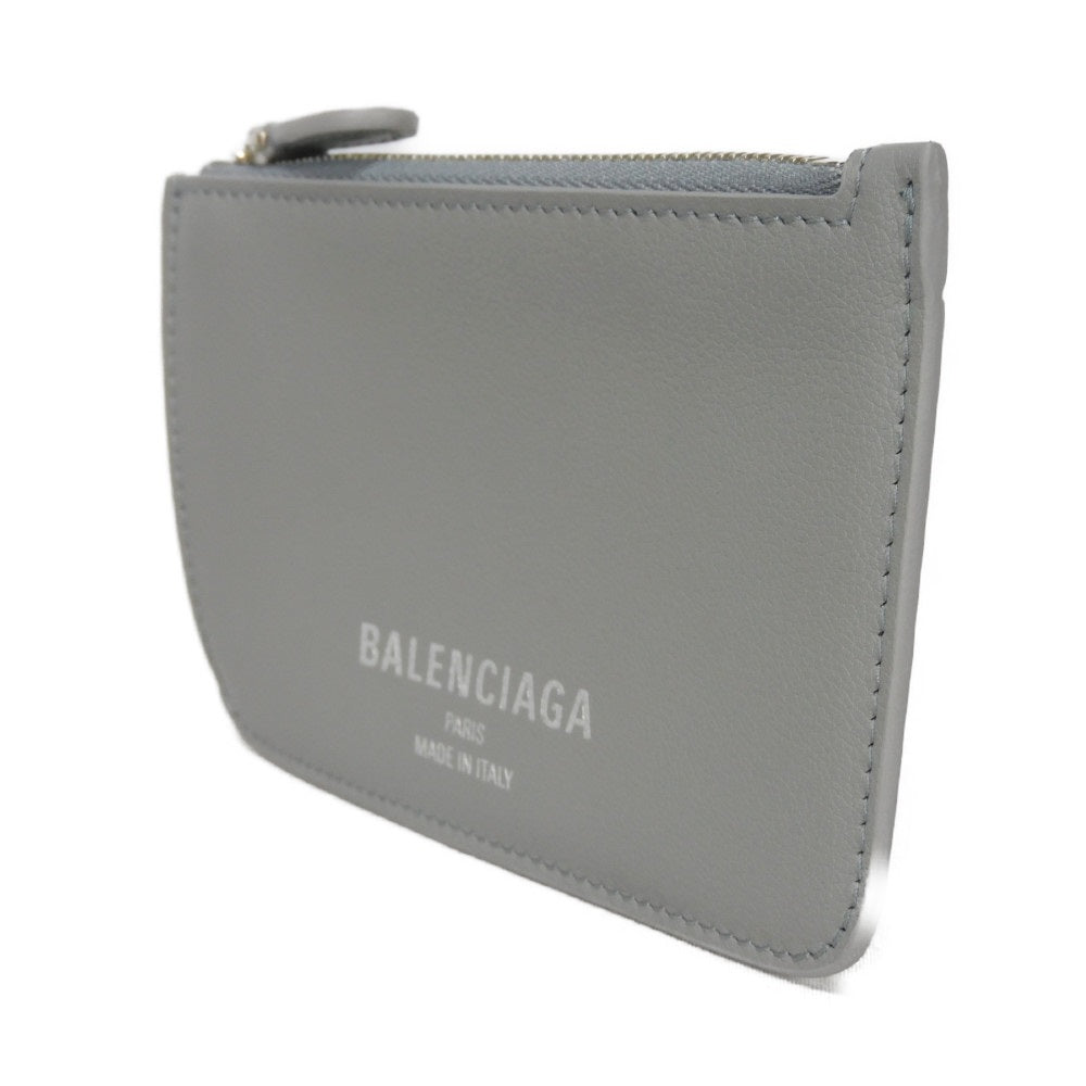 BALENCIAGA Coin case 810902 2ABGG 1181 Smooth scarf skin gray Current Unused New logo foil stamping Cash 2.0 Long Coin and Card Holder unisex(Unisex)