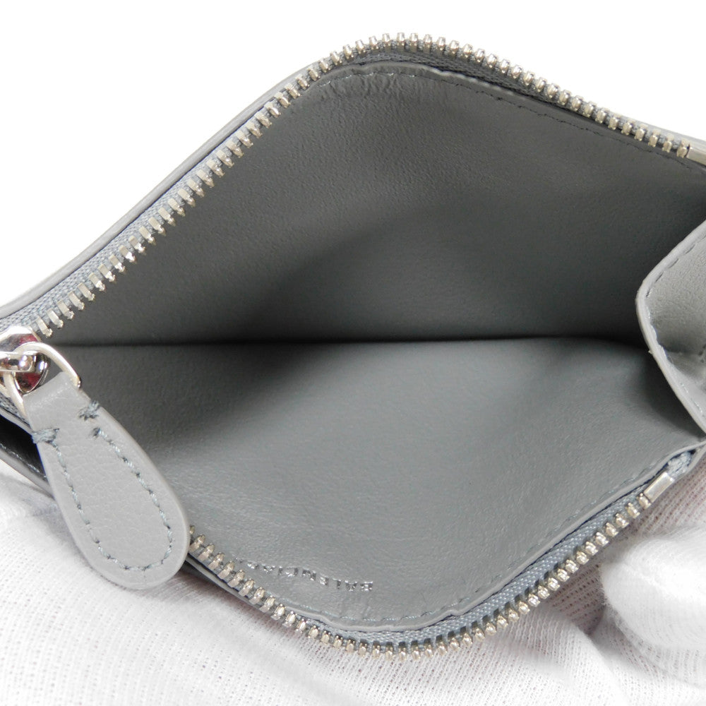 BALENCIAGA Coin case 810902 2ABGG 1181 Smooth scarf skin gray Current Unused New logo foil stamping Cash 2.0 Long Coin and Card Holder unisex(Unisex)