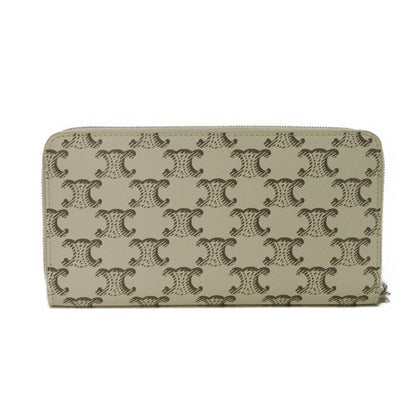 CELINE Long Wallet Purse 10B552BZR.04LE Triomphe canvas (coated) x calfskin Ecru Triomphe Large zip wallet