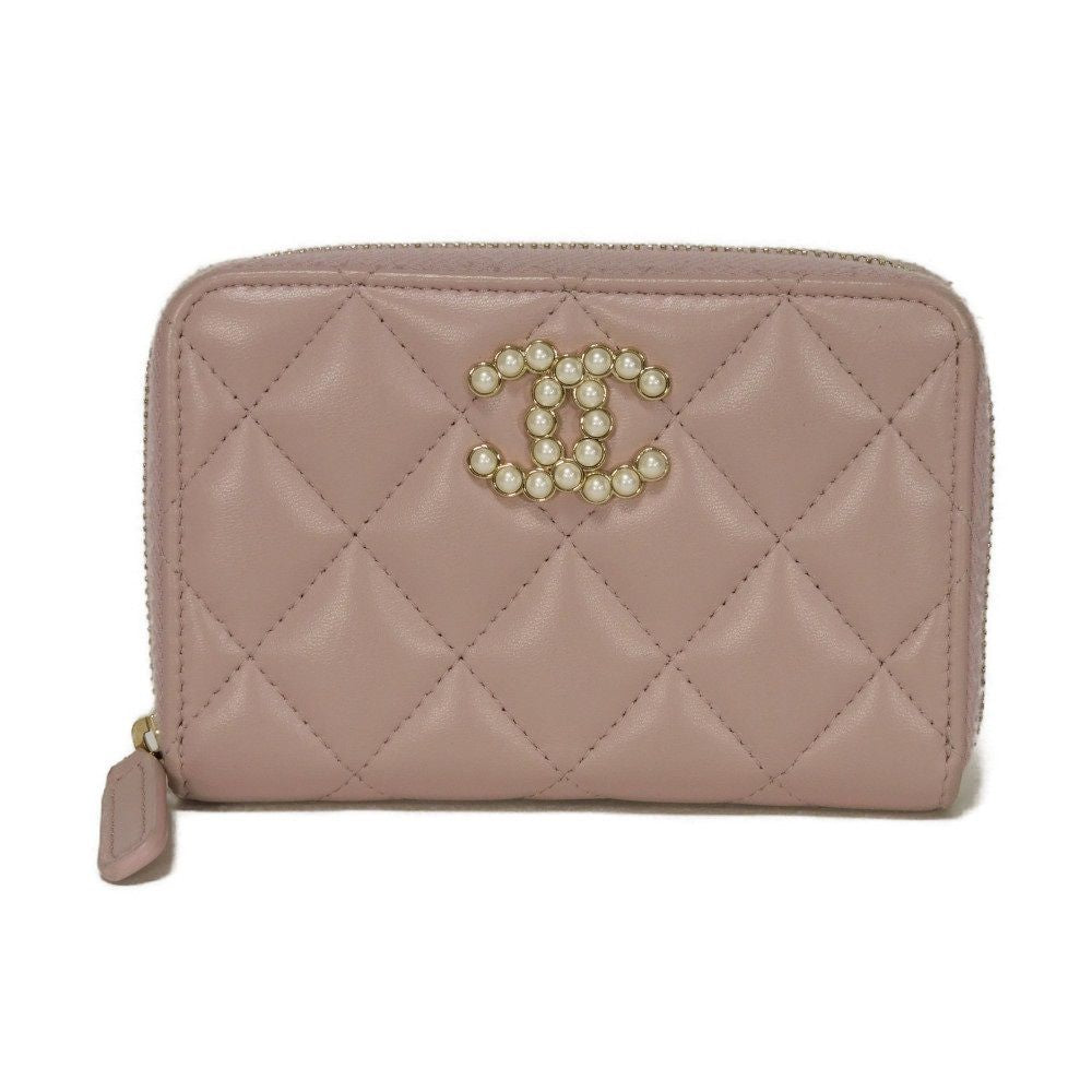 CHANEL Coin case AP3811 lambskin pink beige Matrasse Coco Pearl Zip Coin Purse