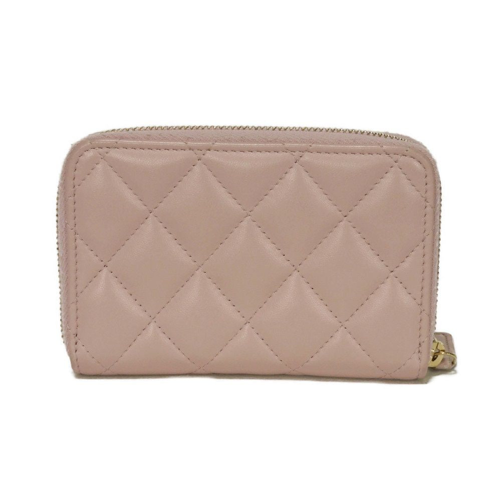 CHANEL Coin case AP3811 lambskin pink beige Matrasse Coco Pearl Zip Coin Purse