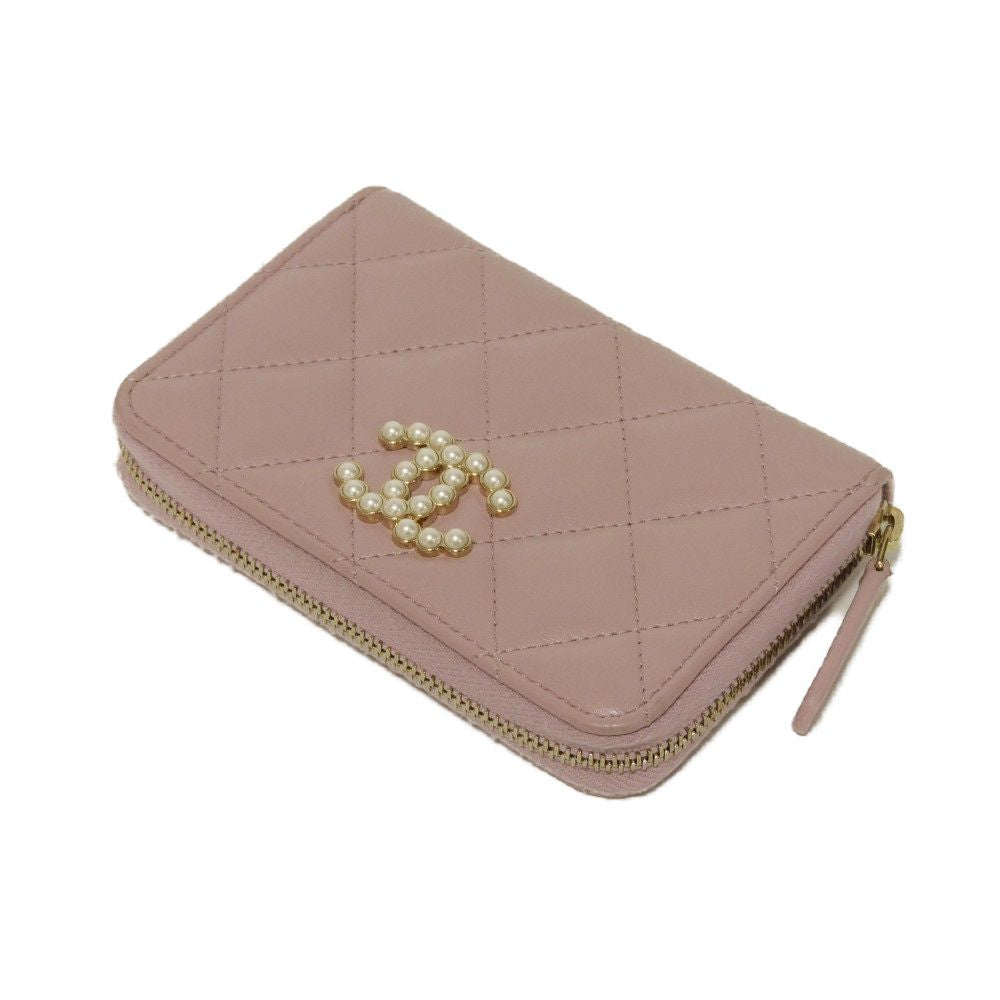 CHANEL Coin case AP3811 lambskin pink beige Matrasse Coco Pearl Zip Coin Purse