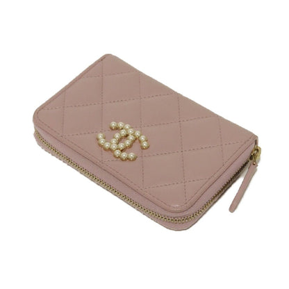 CHANEL Coin case AP3811 lambskin pink beige Matrasse Coco Pearl Zip Coin Purse