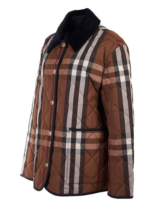 Luxury Burberry WoMen's Check Diamond Quilted Jacket Brown