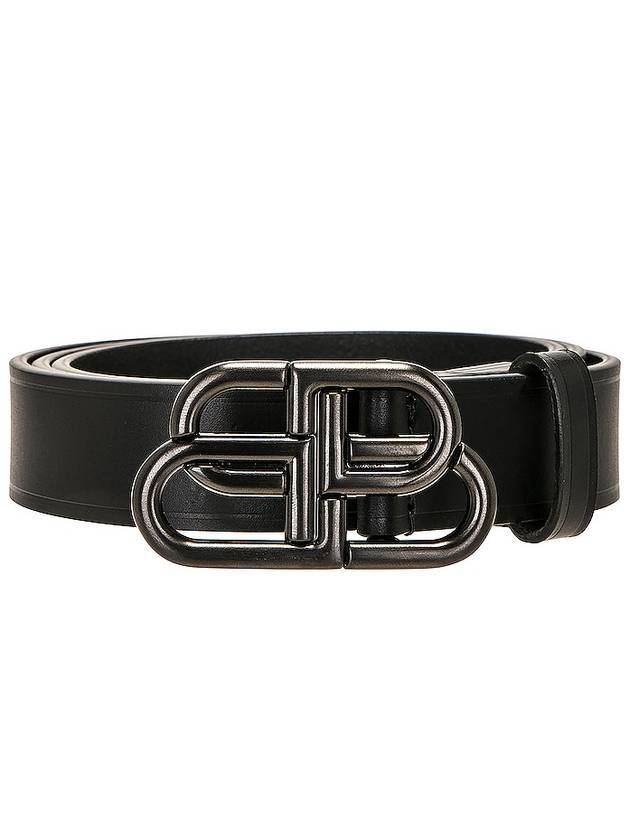 Luxury Balenciaga Trending 2025 BB Logo Thin Calfskin Belt Black