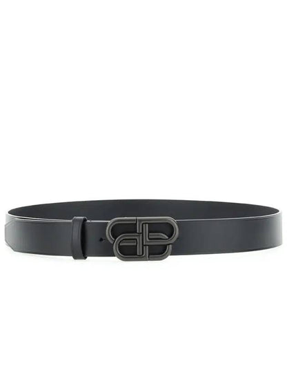 Luxury Balenciaga Trending 2025 Buckle Logo Leather Belt Black