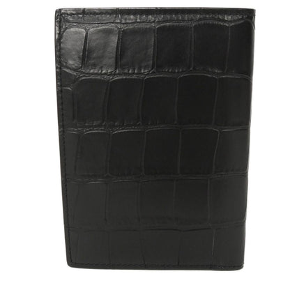 BALENCIAGA Bifold Wallet 655683 1ROP3 1000 Calfskin (crocodile embossed) black Croc Calfskin Card Case Billfold New logo Cash Bar Tikal Wallet mens
