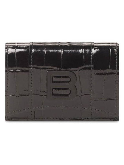 Luxury Balenciaga Trending 2025 Hourglass B Logo Half Wallet Black