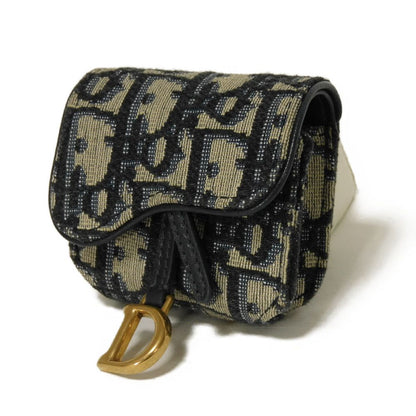 Dior key ring S5675CTZQ_M928 Jacquard canvas x smooth calf leather Beige x black x navy Oblique jacquard Saddle AirPods Pro Case