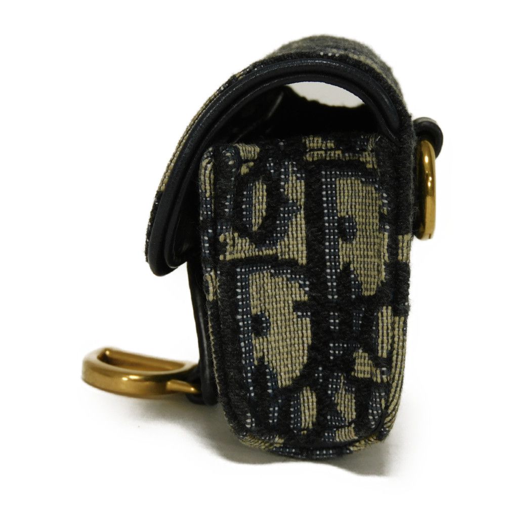 Dior key ring S5675CTZQ_M928 Jacquard canvas x smooth calf leather Beige x black x navy Oblique jacquard Saddle AirPods Pro Case