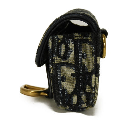 Dior key ring S5675CTZQ_M928 Jacquard canvas x smooth calf leather Beige x black x navy Oblique jacquard Saddle AirPods Pro Case