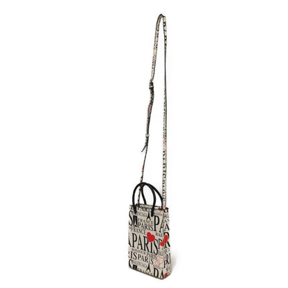BALENCIAGA Handbag 593826 1BW5N 9065 Calf leather white logo bonjour paris shopping phone holder