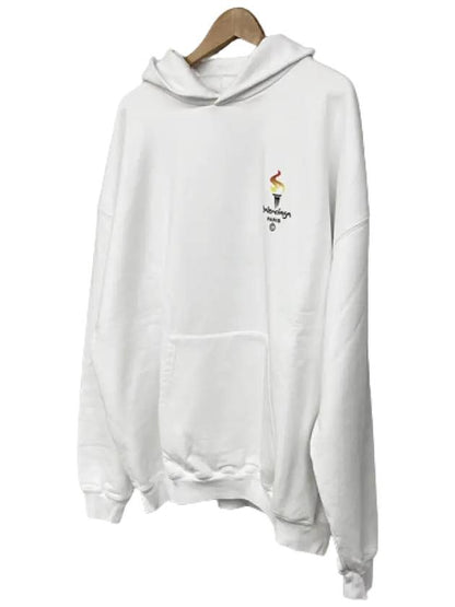 Luxury Balenciaga Trending 2025 Embroidered Flame Logo Hoodie White