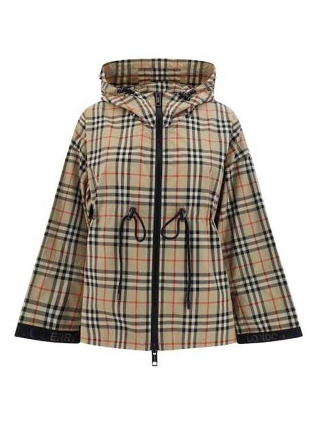 Luxury Burberry WoMen's Back-tone Check Zip-up Hooded Jacket Beige