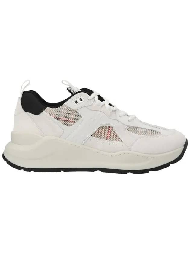 Luxury Burberry Vintage Check Mesh and Suede Sneakers Archive Beige White