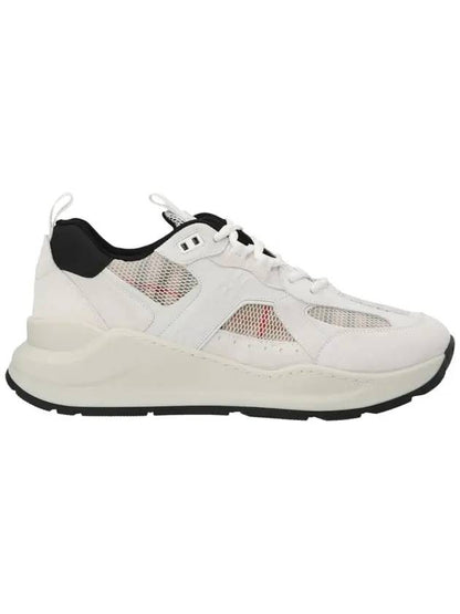 Luxury Burberry Vintage Check Mesh and Suede Sneakers Archive Beige White