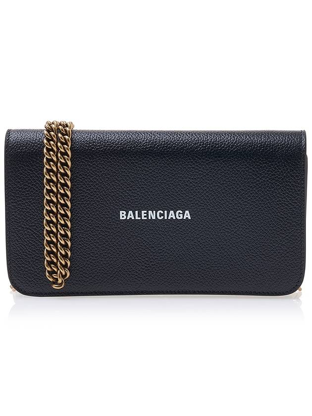 Luxury Balenciaga Trending 2025 Cash Chain Wallet Mini Calfskin Cross Bag Black