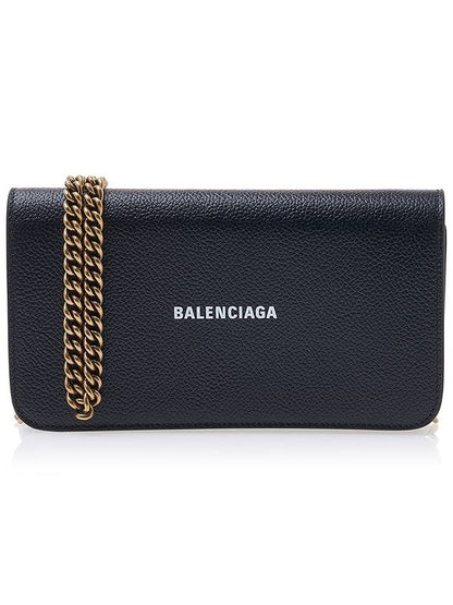 Luxury Balenciaga Trending 2025 Cash Chain Wallet Mini Calfskin Cross Bag Black