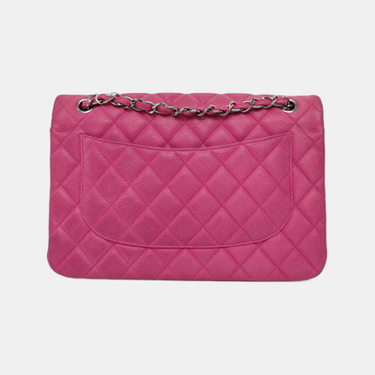 Chanel Classic Flap Jumbo Pink Caviar Leather Double Flap Silver Hardware, 2013-14