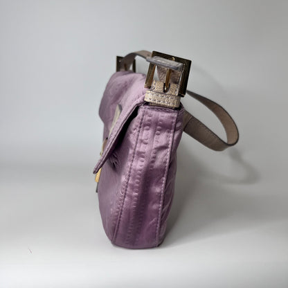 FENDI Baguette Purple Silk with embossed pattern