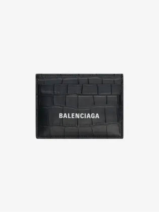Luxury Balenciaga Trending 2025 Crocodile Logo Card Wallet Black