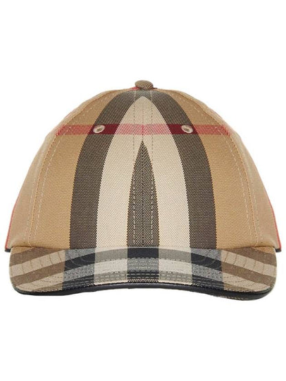Luxury Burberry Detail Check Cotton Logo Ball Cap Beige