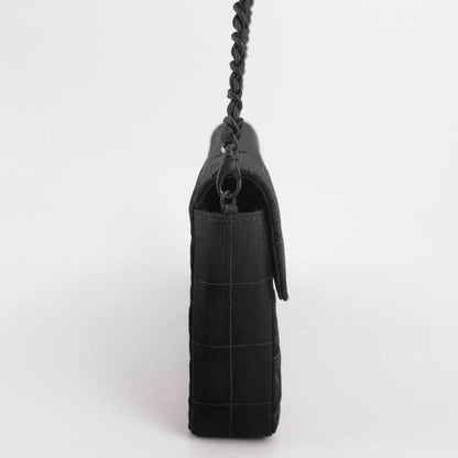 Chanel East West Chocolate Bar Black Leather Silver Hardware, 2000-2002