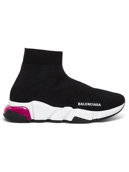 Luxury Balenciaga Trending 2025 Speed Clear Sole High Top Sneakers Pink Black