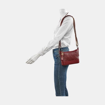 Chanel Gabrielle Hobo Burgundy Leather Small Crossbody Bag