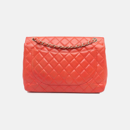 Chanel Classic Flap 2009 Maxi Red Lambskin Leather Gold-tone Hardware