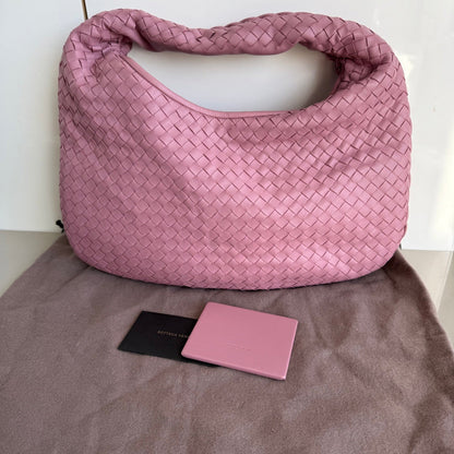 Bottega Veneta Veneta Hobo Small Mauve Pink Intrecciato Leather Bag 40cm