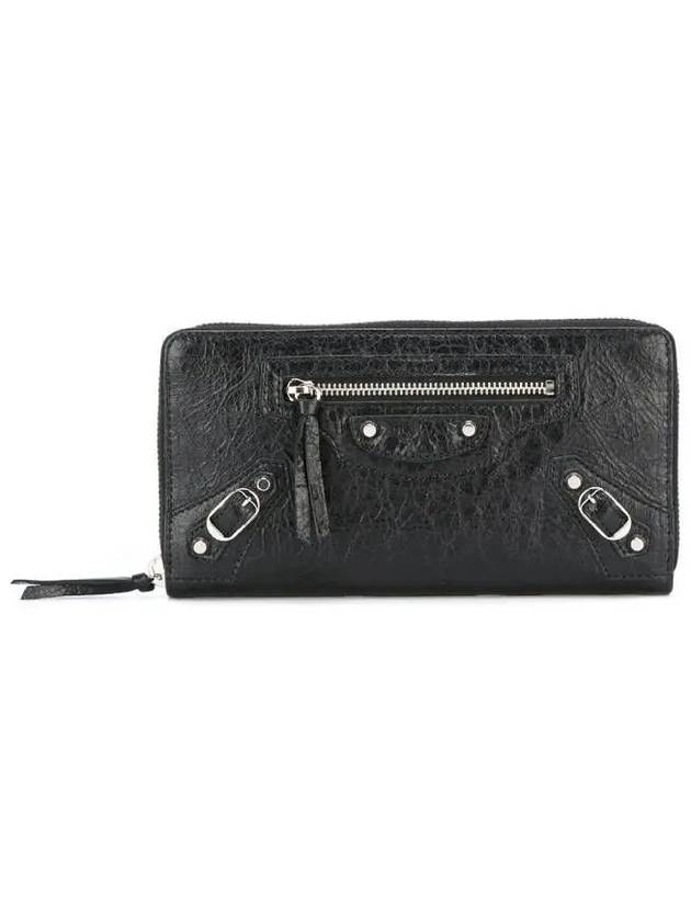 Luxury Balenciaga Trending 2025 Classic Motor Silver Zipper Around Long Wallet Black