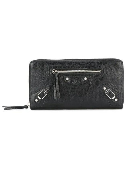 Luxury Balenciaga Trending 2025 Classic Motor Silver Zipper Around Long Wallet Black