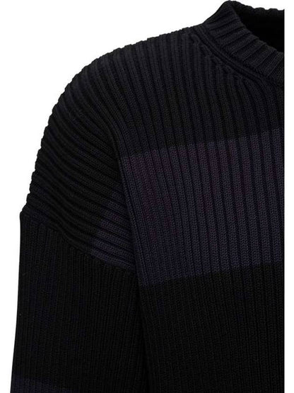 Luxury Balenciaga Trending 2025 Back BB Logo Stripe Cotton Knit Top Black