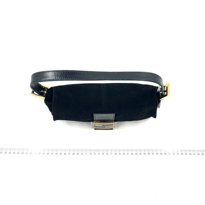 Fendi Baguette Black Suede Leather Shoulder Bag