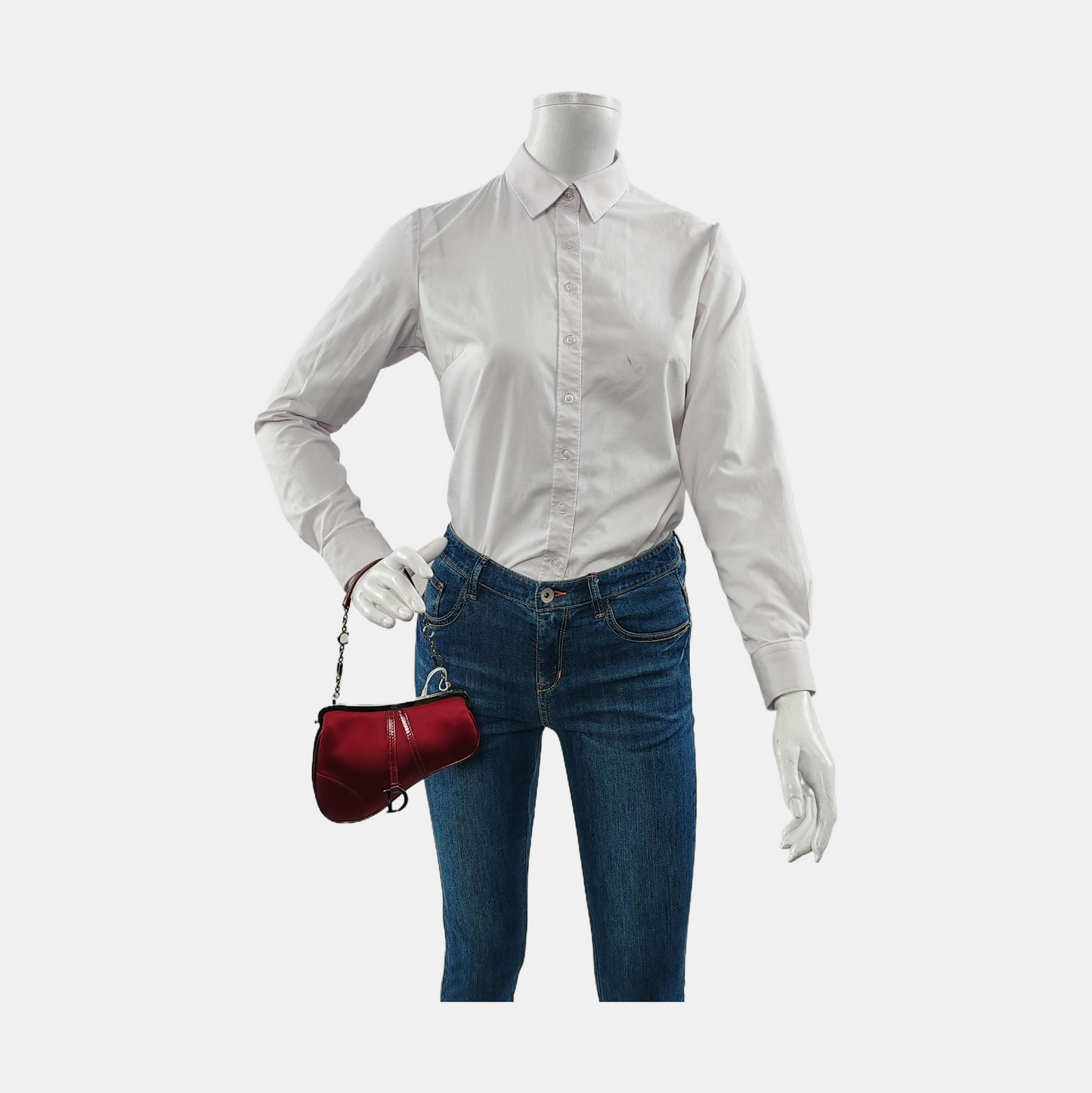 Dior Saddle Vintage Classic Clutch Vintage Mini Red Silk Satin