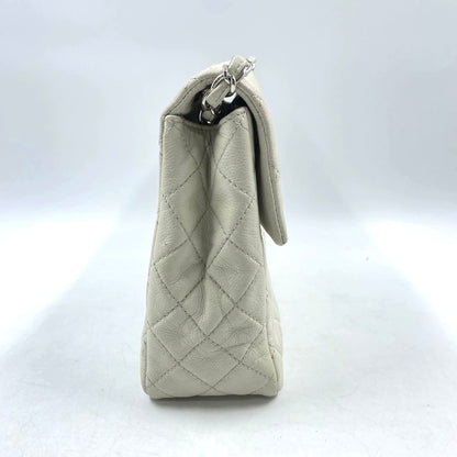 Chanel Classic Flap Maxi Milk White Caviar Leather Silver-tone Hardware Giant CC Logo