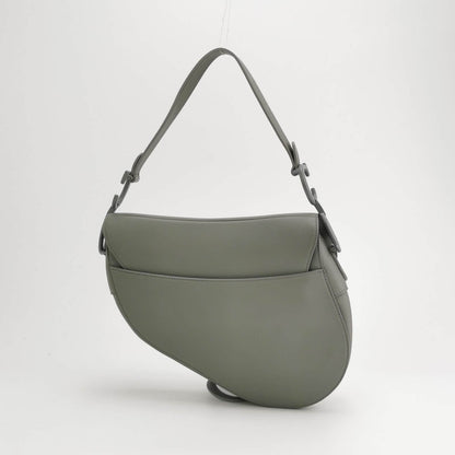 Dior Saddle 2020 Medium Calfskin Leather Matte Monochrome Grey