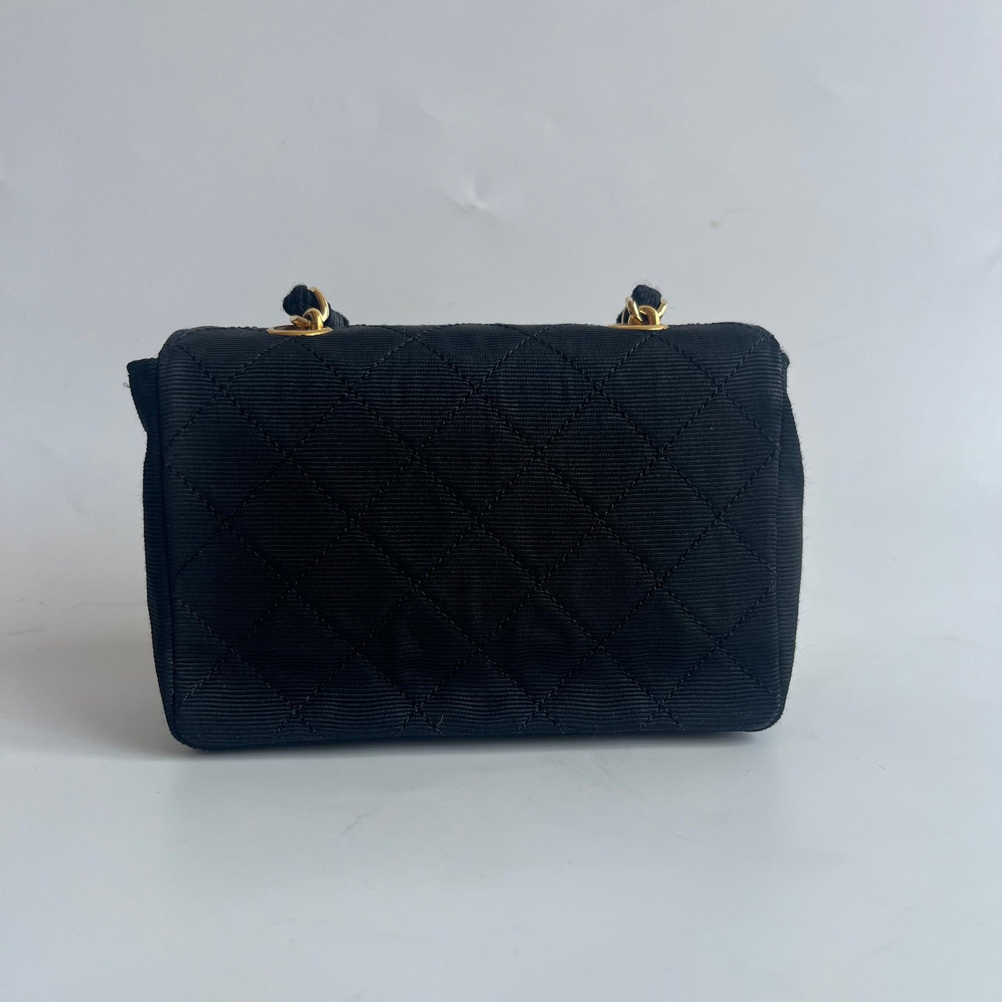 Chanel Vintage Fabric Extra Mini Flap Bag 24k Gold Button Strap
