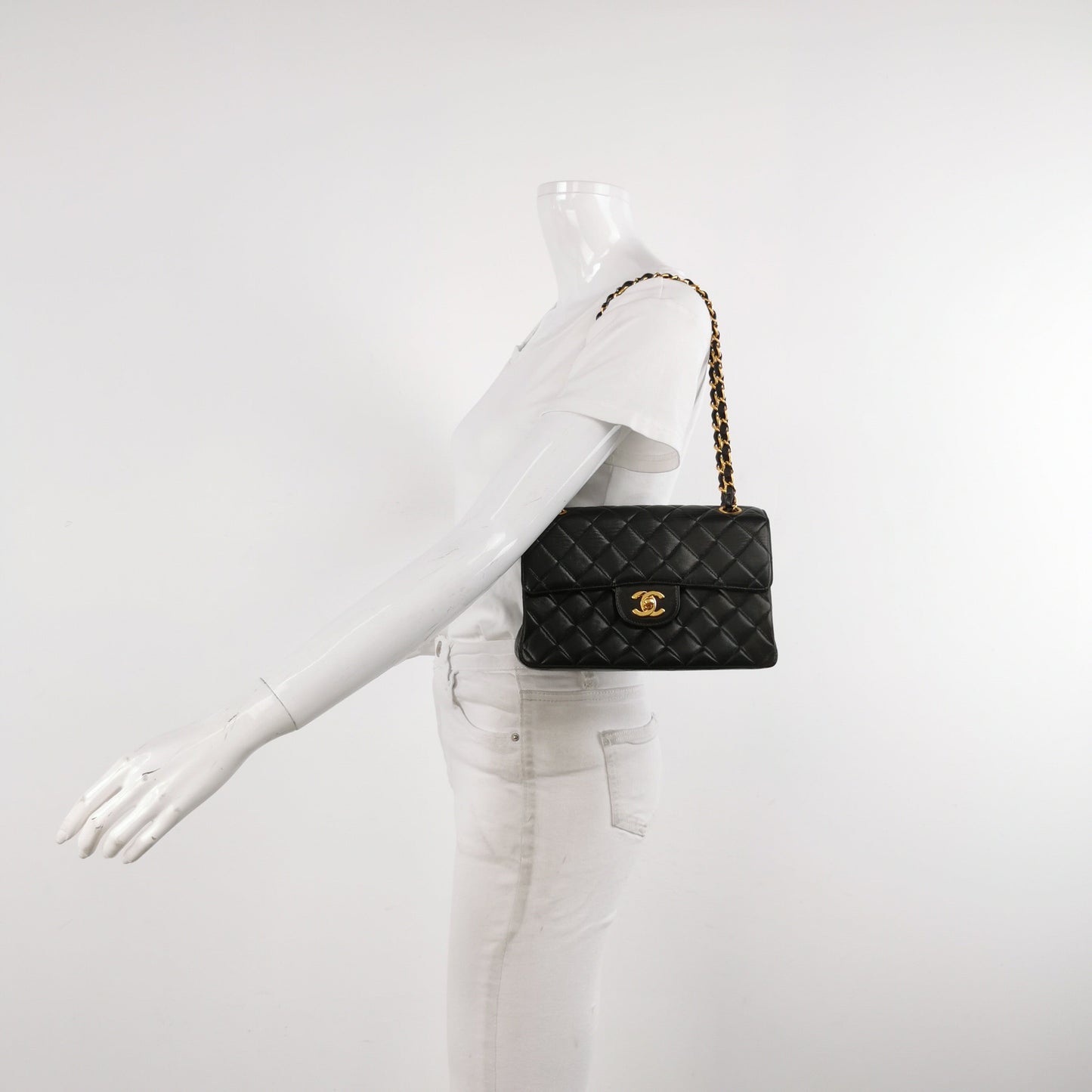 Chanel Double Sided Small Classic Flap Black Lambskin Leather 24k Gold Hardware, 1996-1997
