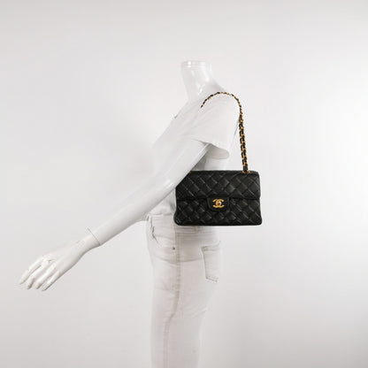 Chanel Double Sided Small Classic Flap Black Lambskin Leather 24k Gold Hardware, 1996-1997