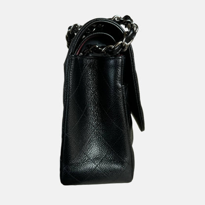 Chanel Classic Flap Jumbo Black Caviar Leather Double Flap with Silver Hardware, 2014
