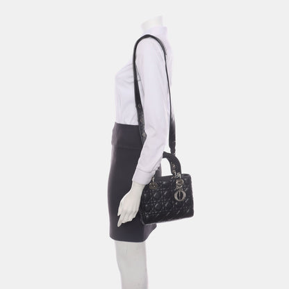 Lady Dior Small My Abcdior Black Lambskin Leather Silver Hardware