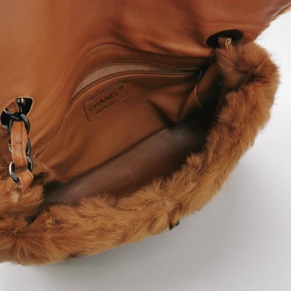 Chanel 2002 Brown Lapan Rabbit Fur Vintage Flap Bag