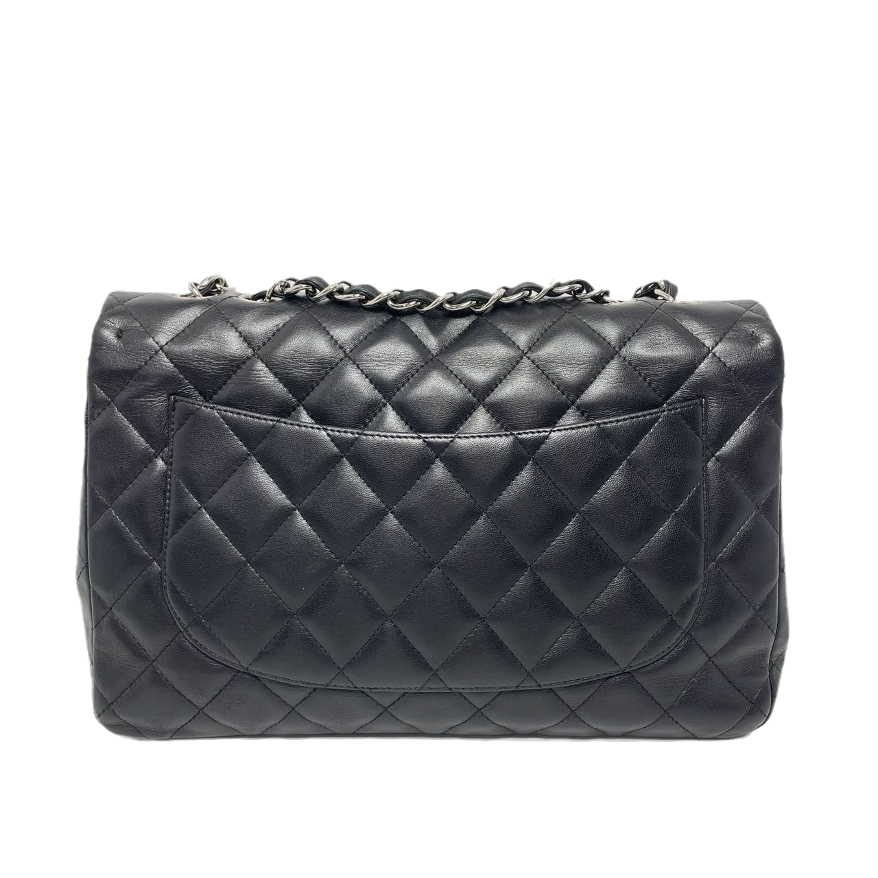 Chanel Classic Flap Jumbo Large Black Lambskin Leather with Silver hardware