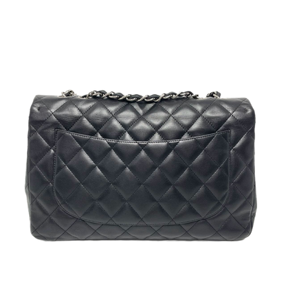 Chanel Classic Flap Jumbo Large Black Lambskin Leather with Silver hardware
