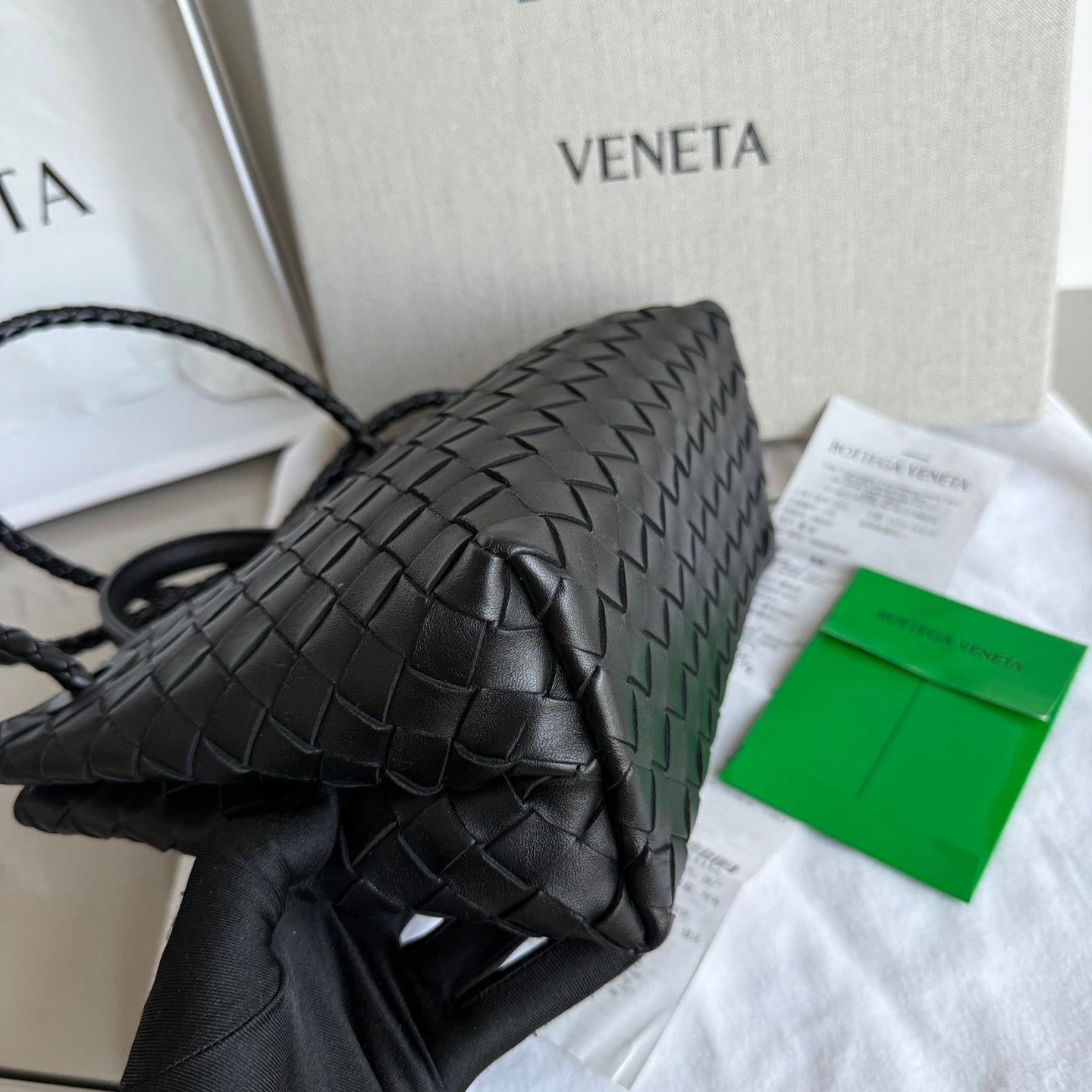 Bottega Veneta Small Andiamo Black Intrecciato Handbag 2023