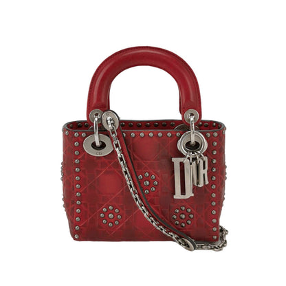 Lady Dior Mini Red Studded Flower Bag 2017 Dior Cruise Collection