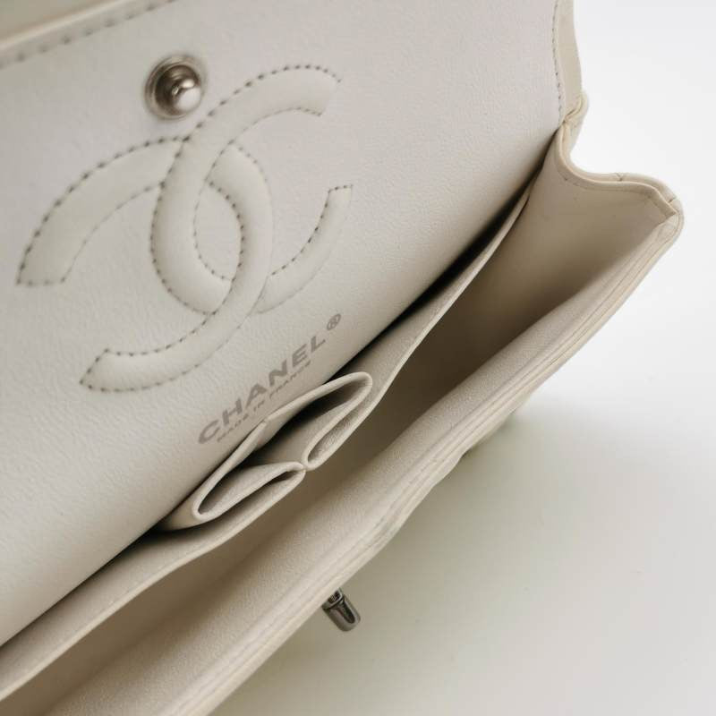 Chanel Classic Flap Small White Leather and Gilt and Silver Hardware, 2020-2021