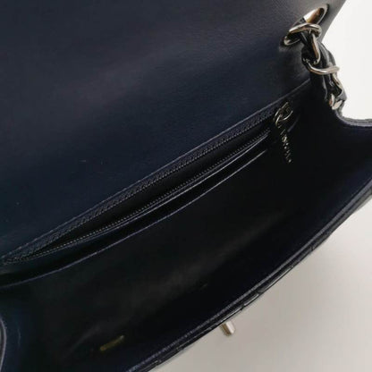 Chanel Mini Square Classic Flap 2014 Navy Patent Leather Crossbody Bag